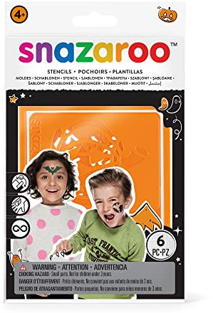 Snazaroo Schmink Schablonen Set Halloween, 6 wiederverwendbare Acryl Schablonen mit gruseligen Motiven