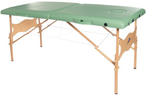 3B Scientific Tragbare Massage-/Therapieliege, Behandlungsliege, höhenverstellbar, grüne Polsterung