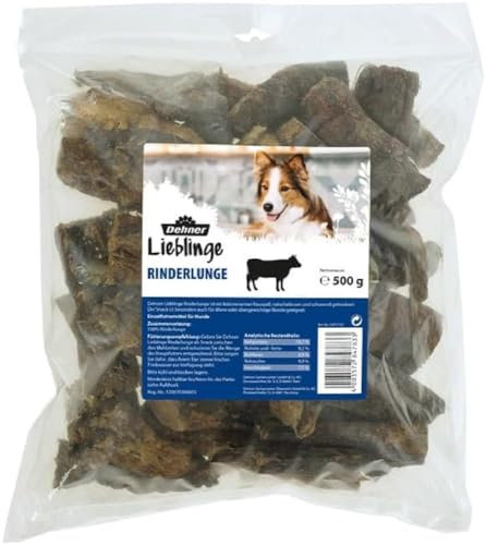Dehner Lieblinge Hundesnack, Leckerli 100 % natürlich, Kausnack für ältere Hunde, Rinderlunge, 500 g