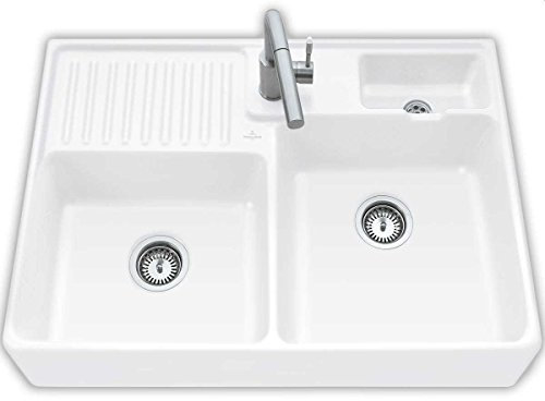 Villeroy & Boch Spülstein Doppelbecken Snow White Keramikspüle Weiß Modul Becken