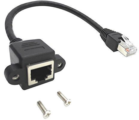 zdyCGTime 25,4 cm CAT6e RJ45 M/F geschirmt Ethernet Netzwerk Schraube Panel Mount Verlängerungskabel，Kompatibel mit Routern, Netzwerkkabeln usw.（25cm）