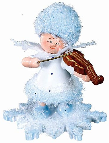 Drechslerei Kuhnert Schneeflöckchen mit Geige - 5 cm