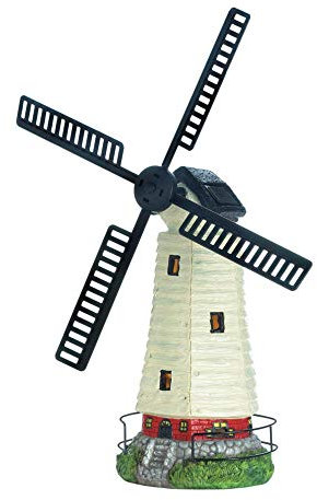 Solar-Powered Light-Up Windmill Lighthouse Garden Statue