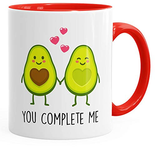 Geschenk-Tasse Liebe Avocado You complete me Kaffeetasse Teetasse Keramiktasse MoonWorks® rot unisize