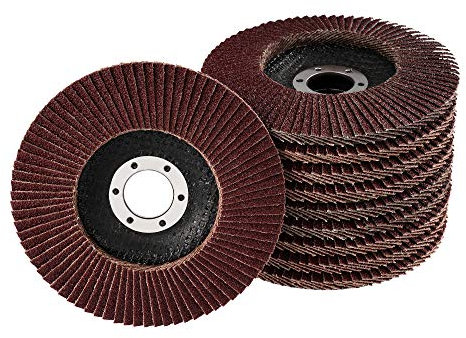 10 Stück Fächerscheiben – Ø 125 mm x 22,23 mm – Korn 40 – braun/Standard Fächerscheiben/Schleifmopteller/Fächerschleifscheibe