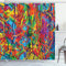 ABAKUHAUS Modern Duschvorhang, Regenbogen-Muster Circled, Stoffliches Gewebe Badezimmerdekorationsset mit Haken, 175 x 180 cm, Orange Aqua