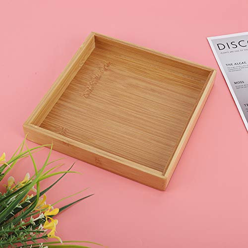 Bambus tablett holztablett, Serviertablettset aus Holz Serviertabletts aus Bambus im japanischen Stil Rechteckiges Serviertablett aus Holz Tabletts aus Bambus(19.3 * 19.3 * 3 cm)