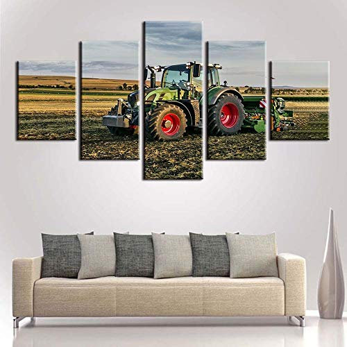 Gwgdjk Traktor Ackerland Wand Kunst Leinwand Kunst Wohnkultur Für Wohnzimmer Moderne Bilder Bilder 5 Panel Große Poster Hd Gedruckte Gemälde Gerahmt Fertig Zum Aufhängen -40X60/80100Cm,Without Frame