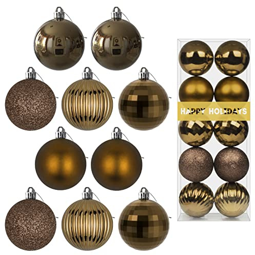 Vintage Kupfer 8,1 cm große Weihnachtskugeln – Weihnachtsbaumschmuck, Ornamente, bruchsicher, hängende Kugeln für Geburtstag, Halloween, Urlaub, Hochzeit, Dekorationen, Set mit 10 Stück