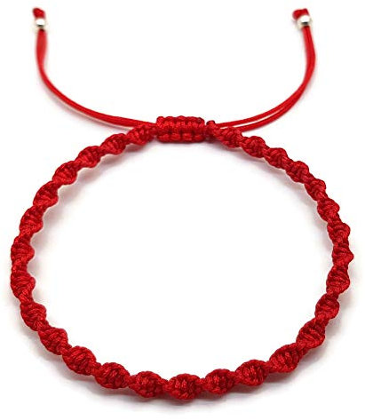 MYSTIC JEWELS – Braccialetto in Macrame, Girevole, con Filo colorato, Portafortuna, Good Luck (Rosso)