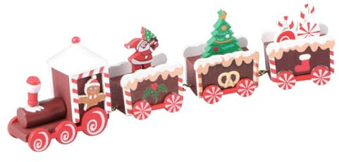 Holz Weihnachtszug Dekoration für Junge Mädchen und Freunde Niedliches Cartoon-Design Tisch Fensterdeko für Weihnachten für Partys