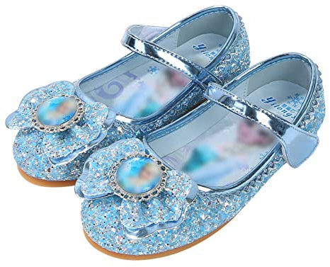 YOSICIL Mädchen Prinzessin Schuhe ELSA Kristall Schuhe Frozenn Eiskönigin Sandalen Partei Glitzer Pumps Festlich Ballerina Karneval Verkleidung Kinder Kostüm Zubehör Schuhe,Blau,28