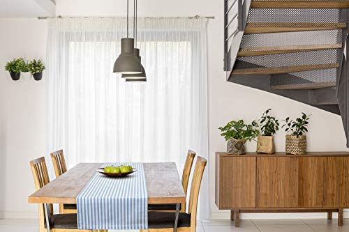 FILU Tischläufer 40 x 180 cm Hellblau/Weiß gestreift (Farbe und Größe wählbar) - hochwertig gefertigter Tischläufer aus 100% Baumwolle im skandinavischen Landhaus-Stil