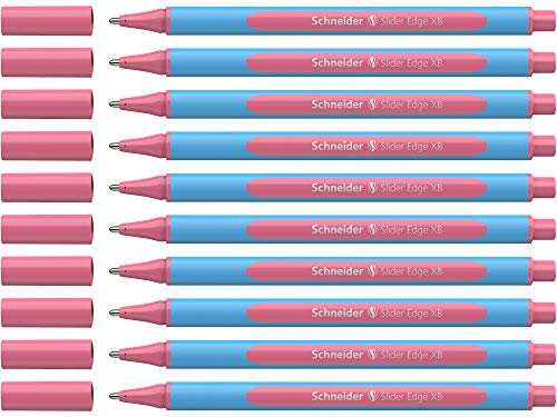 Schneider 152222 Slider Edge Pastell XB Kugelschreiber (Dreikant-Stifte mit Strichbreite XB) 10 Stück flamingo