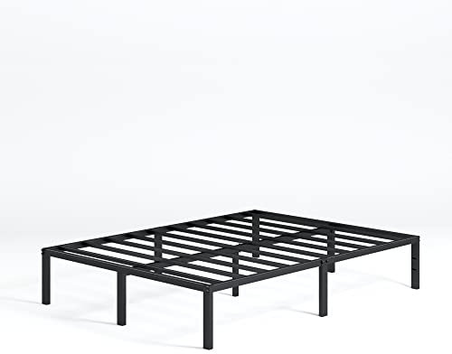Zinus Yelena Doppelbettrahmen – Bett 135 x 190 cm – 36 cm Höhe mit Unterbettkasten – Plattform-Bettgestell aus Metall mit Stahllattenstütze – Schwarz