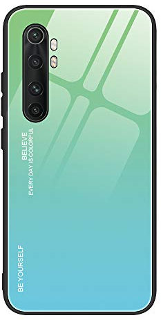 DEDUX Hülle für Xiaomi Mi Note 10 Lite Handyhülle, Hülle Farbverlauf Glas und TPU Schutzhülle Case Cover für Xiaomi Mi Note 10 Lite (Grün)