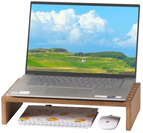 KIRIGEN Soporte de Monitor de Madera Soporte de Escritorio de Madera para PC/Laptop/TV Impresora Monitores Brazos y Soportes de Monitor Elevador de Escritorio Longitud 39cm color marrón