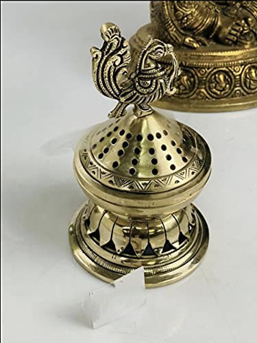 Crafting with Love Dhoopdani Loban-Lampe Messing Pfau Räuchergefäß für tägliche Puja, Größe: ca. 15,2 x 10,2 x 10,2 x 10,2 cm