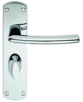 Serozzetta Esk Door Handles on Back Plate - Bathroom (57mm c/c) - Polished Chrome
