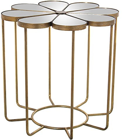 DRW Beistelltisch in Blumenform aus Metall und Spiegel in Gold, 63 x 61 cm