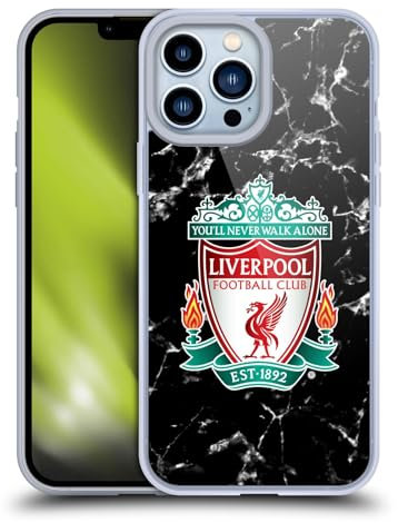 Head Case Designs Officially Licensed Liverpool Football Club Black Crest Marble Gel Case [Military Grade Protection] Compatible with Apple iPhone 13 Pro Max and Compatible with MagSafe