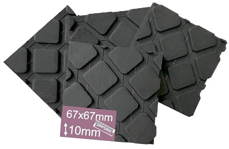 Gummiunterlage Verschiedene Größen und Stärken Gummiunterleger Gummiauflage Raute Gummipuffer (4 Stück, 67x67x10mm)