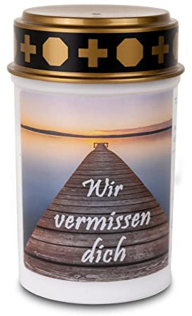 Kimiza Kunststoff-LED Motiv - Grabkerze mit Flackerlicht, Brenndauer ca. 200 Tage, incl. Batterien und 6 Stunden Timer (Steg, weiß)