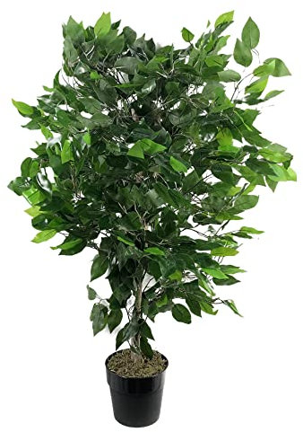 Leaf Artificial Tree/Plant, Mixed Materials, Green Ficus Bush, 90cm