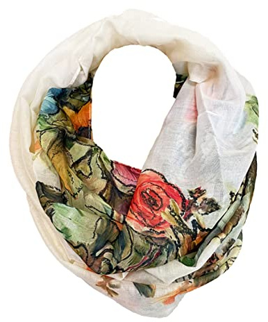 J26 Blumen Loop Seide Sommer Frühling Farbverlauf Regenbogen Silk Uni Rundschal Schlauchschal Stola Schal leicht (Weiß)