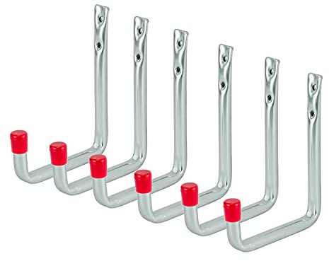 siwitec Wandhaken U-Form 220 x 144 mm verzinkt, 6er Set, Traglast: 37 kg, Schwerlasthaken, abgewinkelt