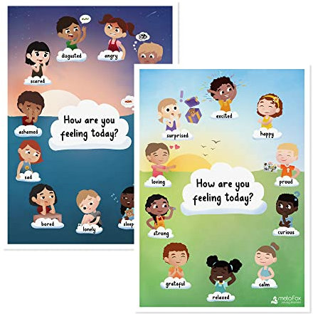 metaFox Emotions Posters for Kids | Emotion Posters for Home, Classroom or Therapy | Set of Two A3 Posters for Social Emotional Learning Activities