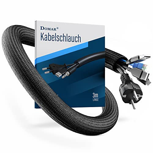 Guaina per cavi DOMAR® 3m autochiudente e flessibile - Guaina cavi per una gestione ottimale dei raccogli cavi - Guaine per cavi elettrici nero - Nascondi cavi TV