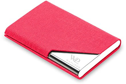 Waylipun Visitenkartenetui, luxuriöses PU-Leder Premium Visitenkartenhalter, mit Magnetverschluss, zur Schonenden Aufbewahrung Ihrer Karte, Visitenkartenhalter für Damen und Herren (Rosa Rot)