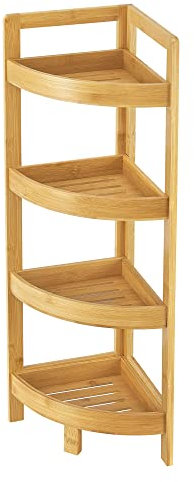Estantería Esquinera de 4 Niveles Estantería Rinconera para Cocina Baño Espacio de Almacenamiento Ecológico Ahorra Espacio Bambú 80 x 23 x 23 cm Natural