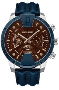 Police Herren Analog Quarz Uhr mit Leder Armband PEWJF2203740