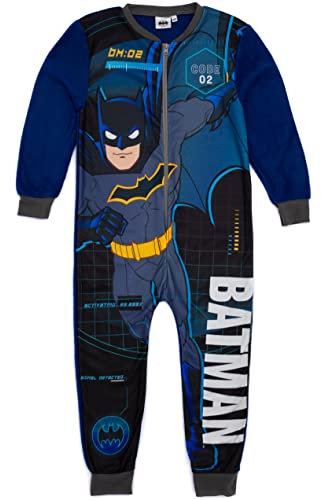 DC Comics Batman Boys Onesie in Black | Kids All In One Superhero Fleece Jumpsuit Loungewear Pyjamas | Movie Comic Jumpsuit PJs | Cosy Overall Nightwear Pajama Merchandise Gift for Children