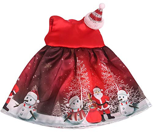 CAMICALMI Puppenkleidung Winter Weihnachten Kleid mit Hut für American Girl Puppe 45,7 cm Weihnachtsmann Muster