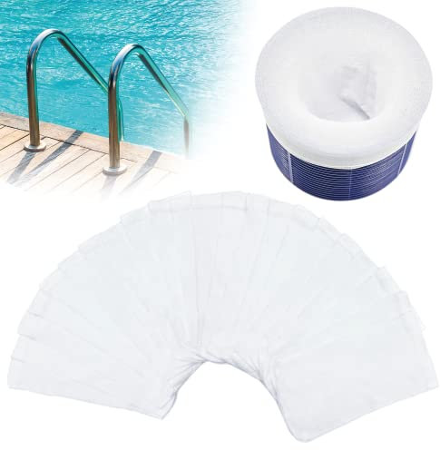 chicarry 100 Stück Pool Skimmer Socken, wiederverwendbare Pool Socken für Skimmer Korb, Skimmer Socken für oberirdische & Inground Pool (100 Stück)