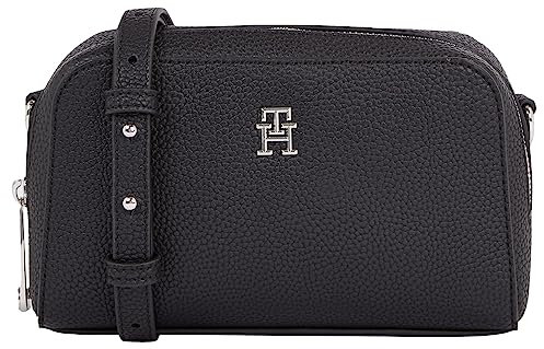 Tommy Hilfiger Damen Umhängetasche Emblem Crossover Klein, Schwarz (Black), Onesize