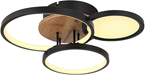 bmf-versand® Deckenleuchte für Wohnzimmer in holzoptik - moderne Deckenlampe schwarz mit LED-Panel - Deckenstrahler für Schlafzimmer und Esszimmer