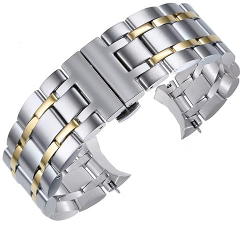 FFHAO Uhrenarmband für Tissot T035 T035407 T035439 Luxus Armbänder Faltschließe Edelstahl Ersatz Uhrenzubehör Teile, 22 mm, Achat