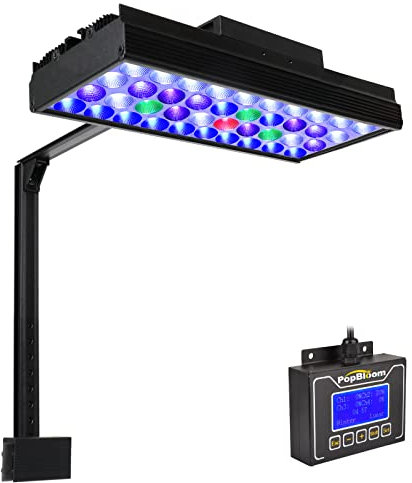 PopBloom Meerwasser LED 100W, Salzwasser LED Beleuchtung volles Spectrum für Reef Coral Fish Wasserpflanzen Salzwasser Aquarium (1 Lampe mit Armhalterung)