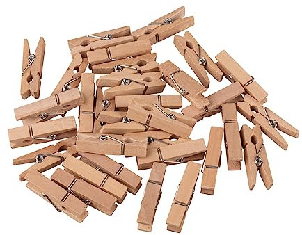 Rayher Pinces à linge, bois, nature, 32 pces, 3,5cm, 100% FSC, arts créatifs, décorations, photo, mémo-64593505