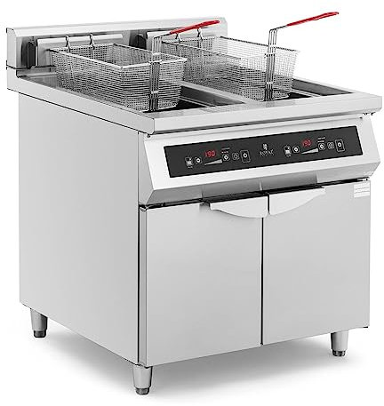 Royal Catering RCIN-700-01 Friteuse à induction 60 l 20000 W LED + minuteur Double friteuse gastronomique Appareil de cuisson des graisses