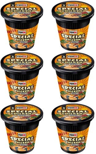 Instant Pot Noodles Halal Certified Instant Special Chicken Flavoured Noodles Vegetarian Egg Free 60g (Pack of 6) + FabFinds Mug