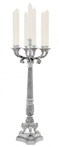 Casa Padrino Luxus Barock Kerzenhalter Silber Ø 30 x H. 79 cm - Prunkvoller Metall Kerzenständer im Barockstil - Barock Deko Accessoires