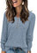Gemulate Blue Puff Sleeve Jumper Womens Jumpers Long Sleeve Tops Womens Round Neck Jumpers Ladies Lightweight Sweatshirt Ribbed Top Fall and Winter Outfits-Blue, S