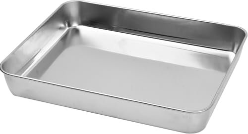 Teglia Rettangolare in Acciaio Inox per Forno, 28x22,5x4,5 cm Leccarda Profonda da Forno Universale - Ideale per Una Cottura Versatile e Arrosto, Adatta a Tutte Le Occasioni
