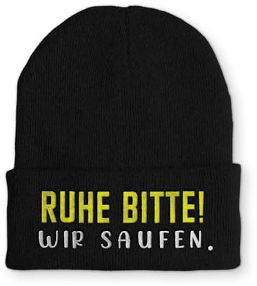 tshirtladen Beanie Mütze Ruhe Bitte! Wir saufen. Statement Wintermütze, Farbe: Black