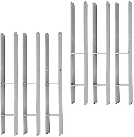 Herrselsam pfostenanker 6 Stück, H-Anker 81mm Materialstärke 5mm Pfosten Carports Eisenmaterial, H-Pfostenträger für Carport Zaun Pfosten